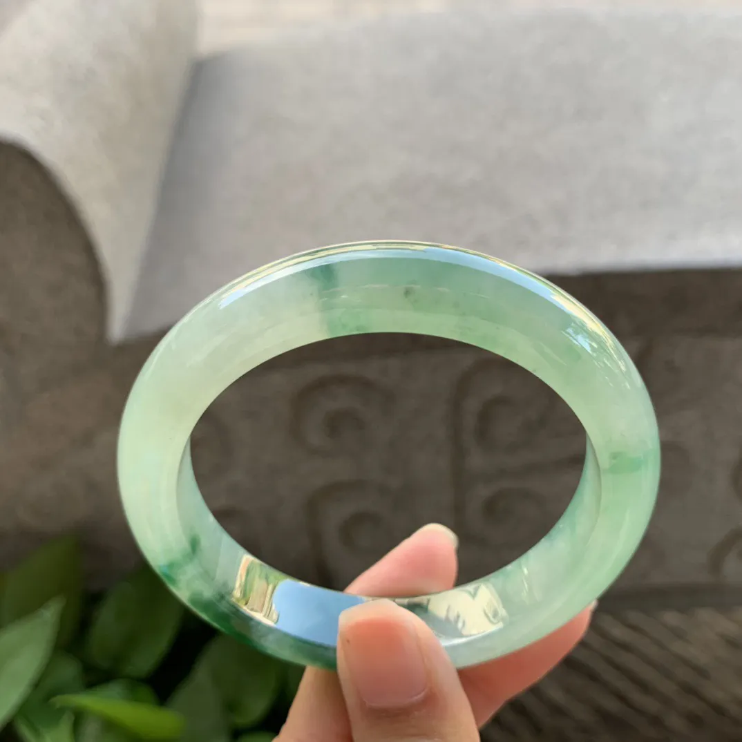 圈口 57-12.3-8.8【飘绿花正圈手镯】正圈57 58可戴