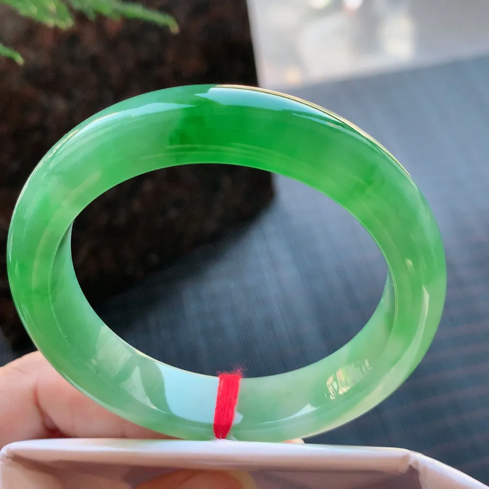 正圈高冰翠绿 无瑕 尺寸:55.1/13.1/8.7 种色兼备