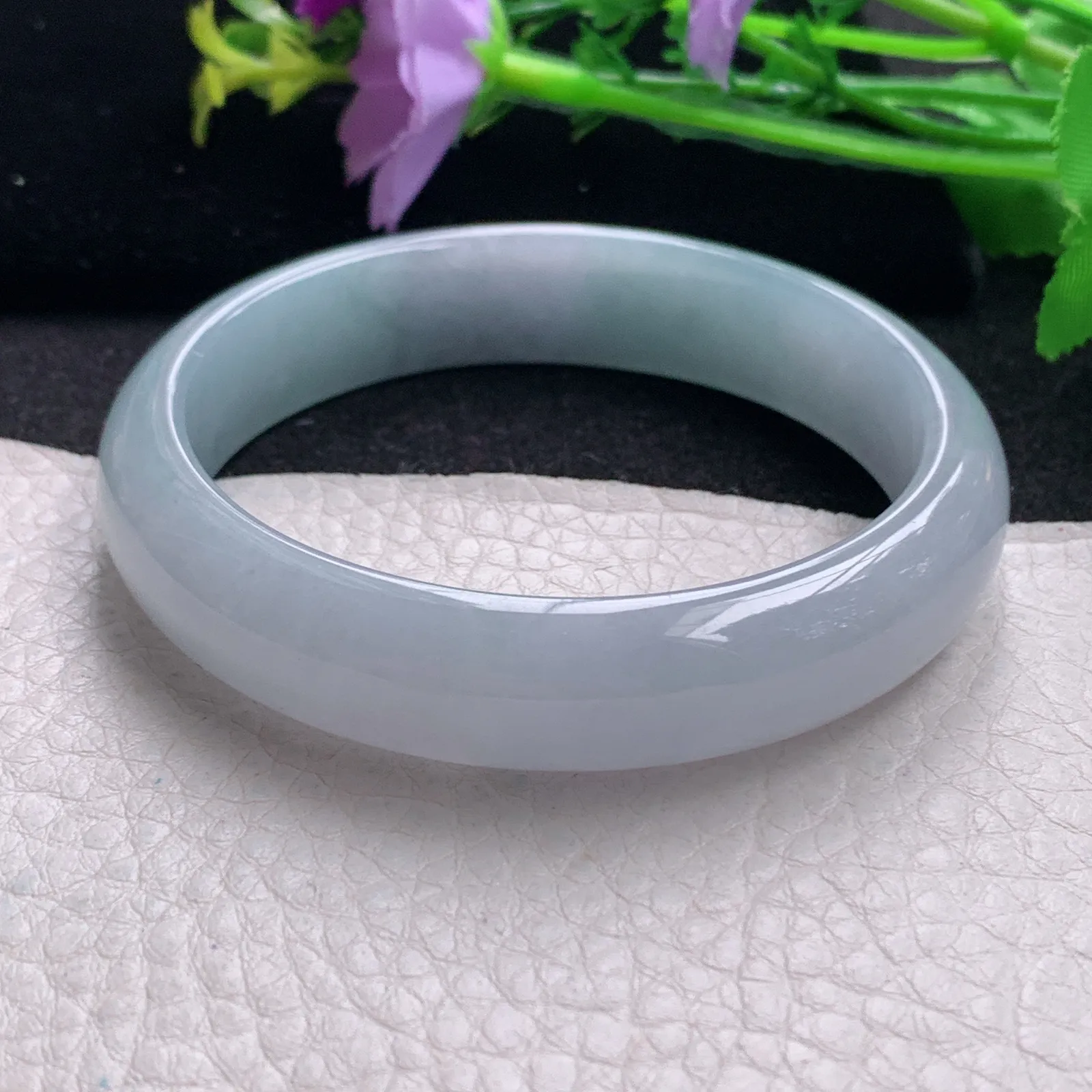 xc自然光59.5*12:8*10平安镯 缅甸翡翠玉手镯冰蓝韵宽边玉手环