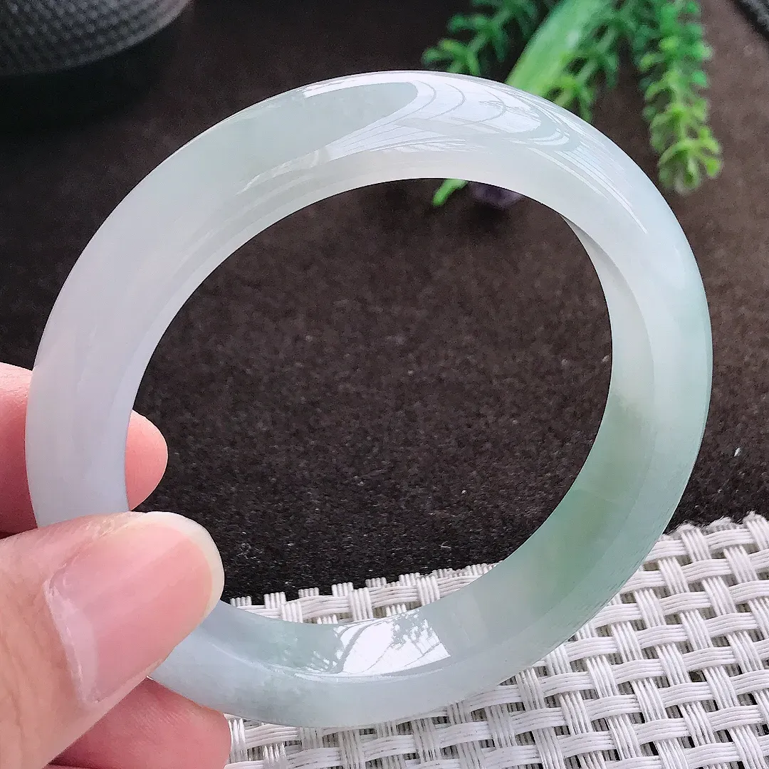 天然a货翡翠54/11.4/8.5老坑冰胶果冻冰晴手镯宽边翡翠玉手镯