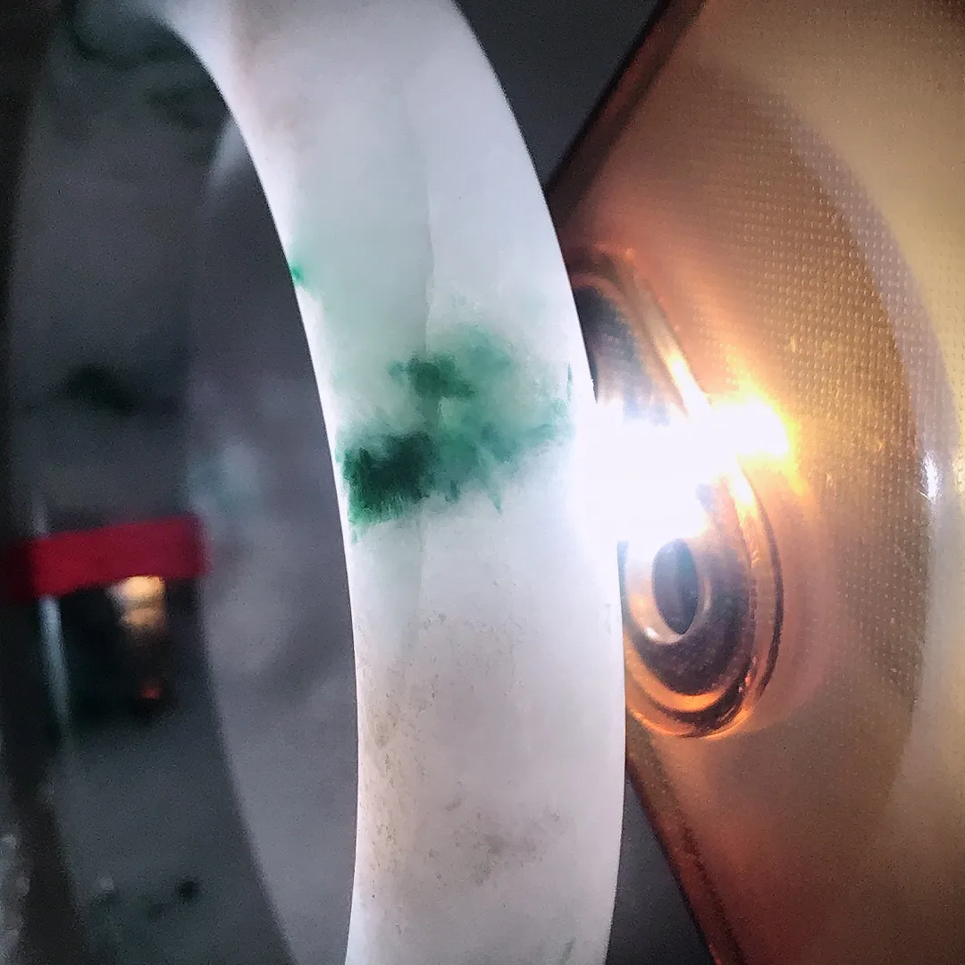 天然a货翡翠62.5/12.3/8.8老坑精美温润大圈口飘花手镯宽边翡翠玉手镯