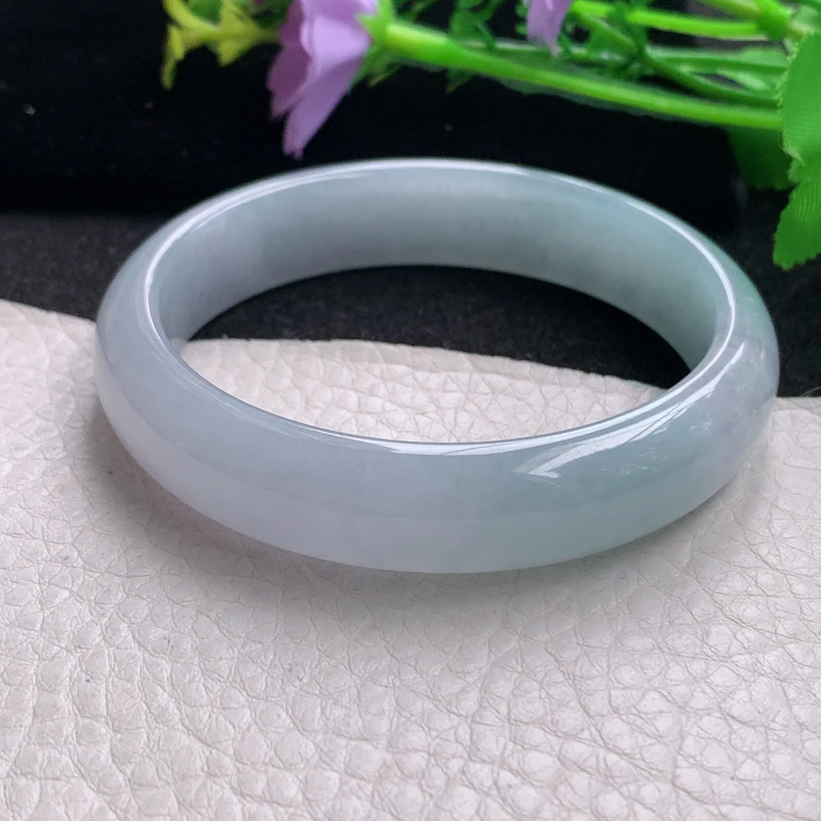 xc自然光59.5*12:8*10平安镯 缅甸翡翠玉手镯冰蓝韵宽边玉手环