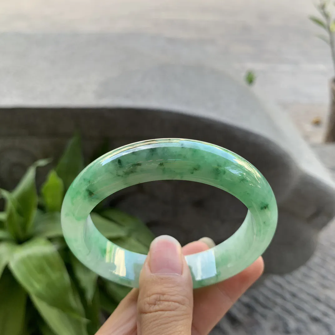 圈口56-13.5-8.1 【飘绿花正圈手镯】正圈56 57可戴