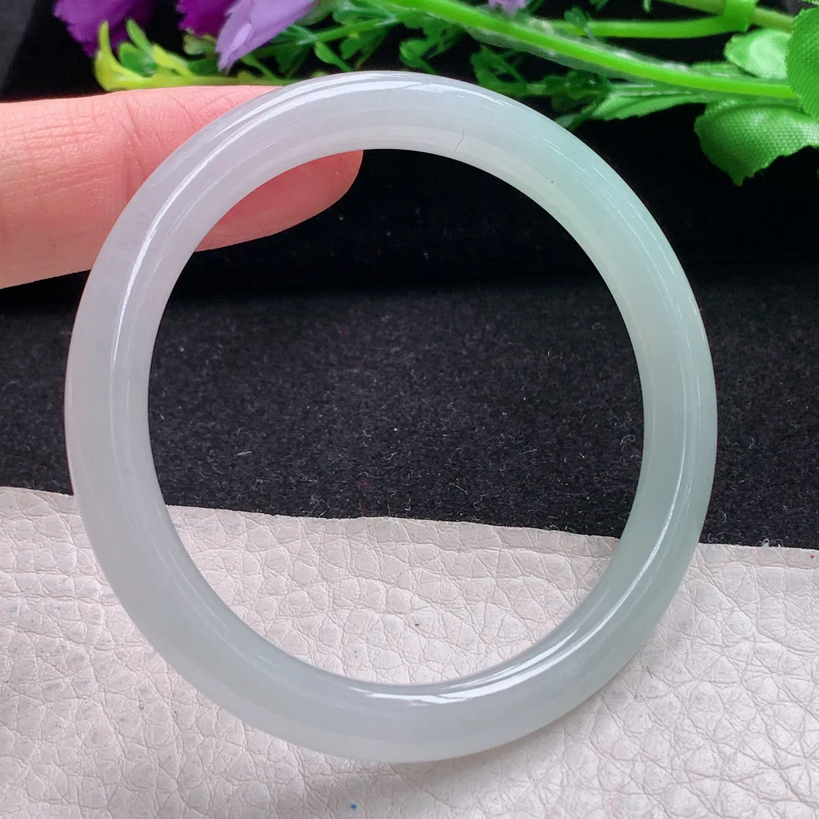 yh小圈口52*6.3*7.3叮当镯镯 缅甸翡翠玉手镯晴美水灵圆条美人镯