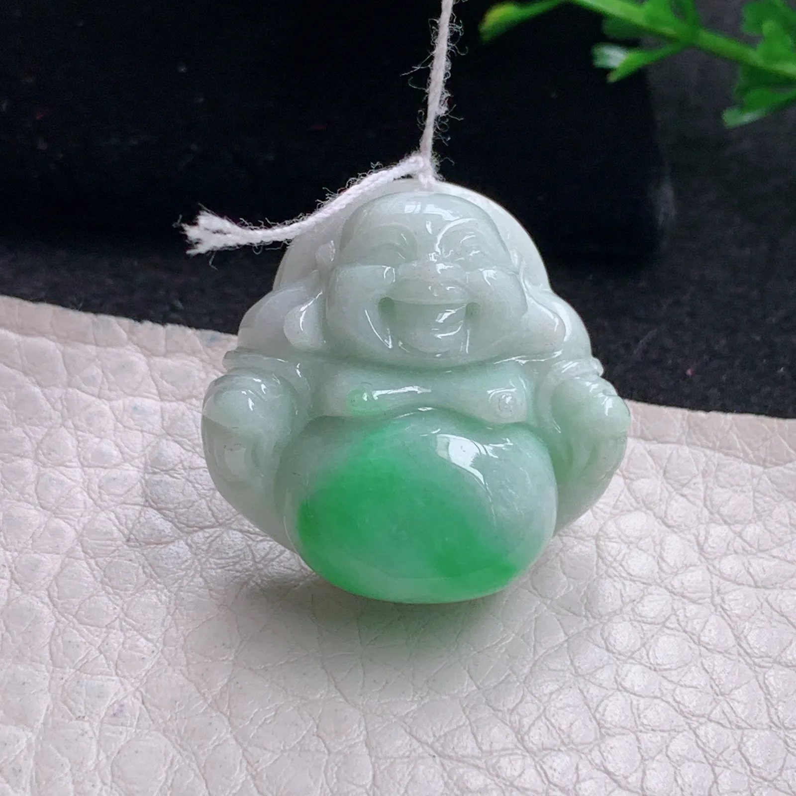 zen自然光27*27.5*10.6天然缅甸翡翠飘绿佛公 弥勒佛玉吊坠 玉挂件