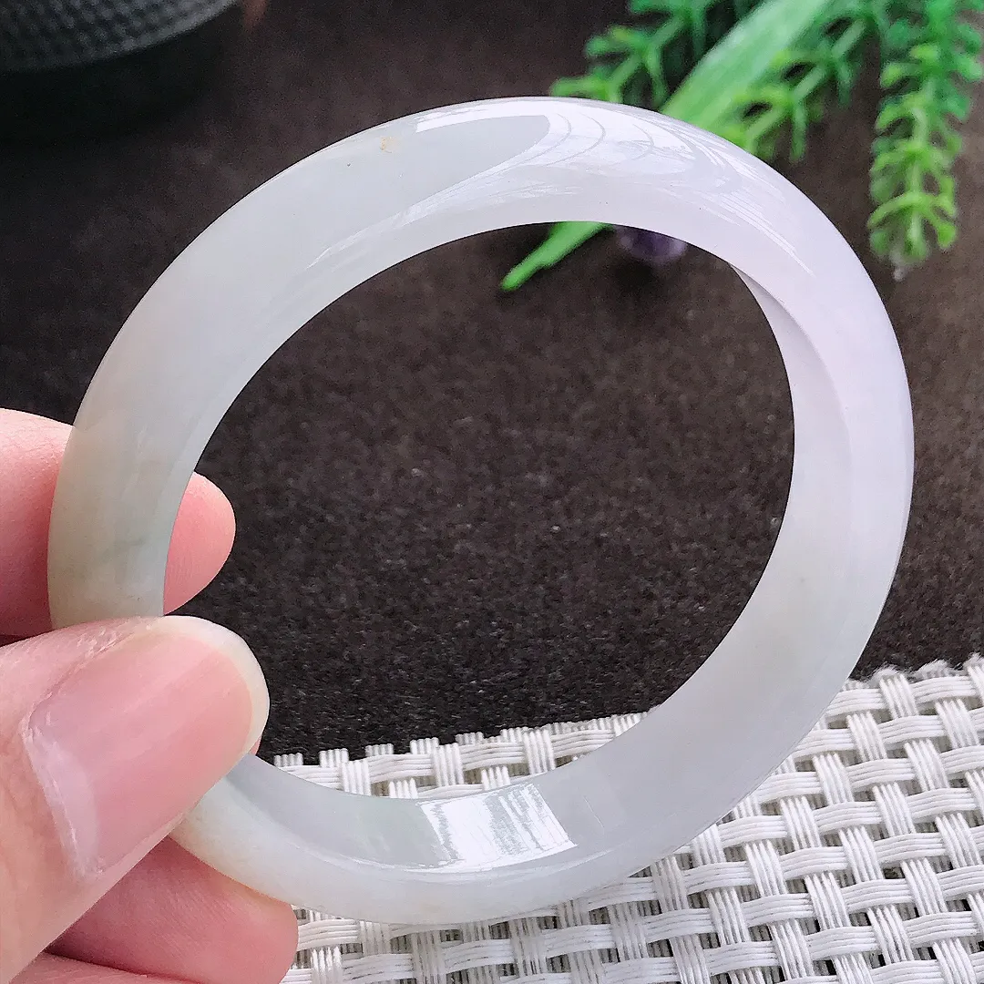 天然a货翡翠53.5/11.8/7.2老坑冰润特色飘花手镯宽边翡翠玉手镯