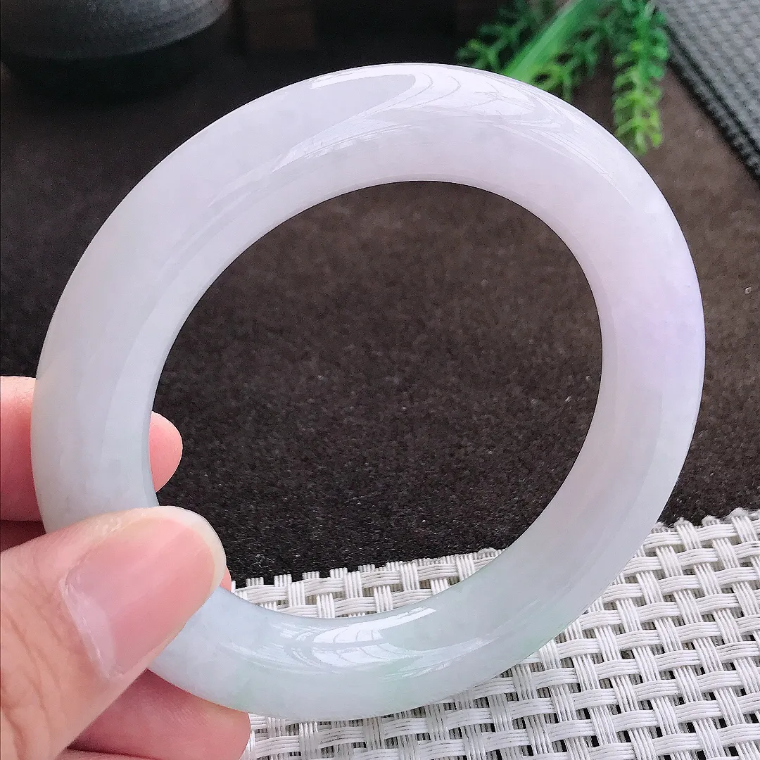 天然a货翡翠58/12.2/12.4老坑冰润水灵胖圆条手镯翡翠玉手镯
