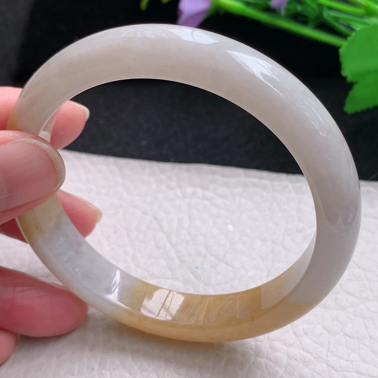 hf大圈口60*11.6*7.8平安镯 缅甸翡翠玉手镯清秀招财宽边玉手环