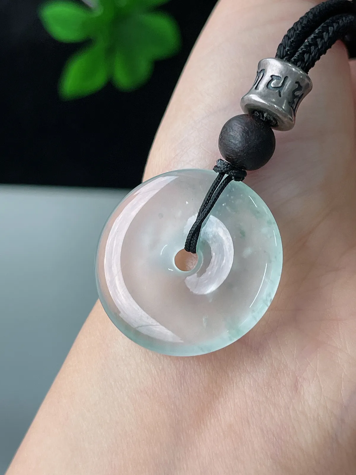 翡翠高冰白色平安扣