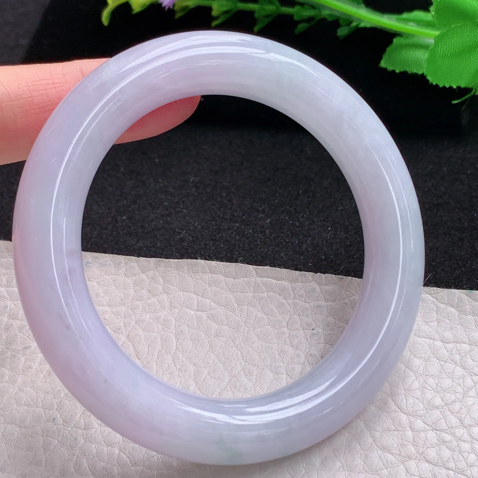 z自然光56*11.8*11.2美人镯 缅甸翡翠紫罗兰高雅圆条玉手环 平安镯