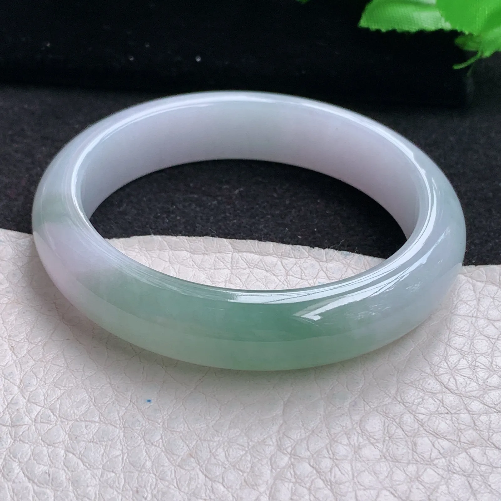 z小圈口51*11.8*7.5招财镯 缅甸翡翠玉手镯半山水水灵宽边玉手环