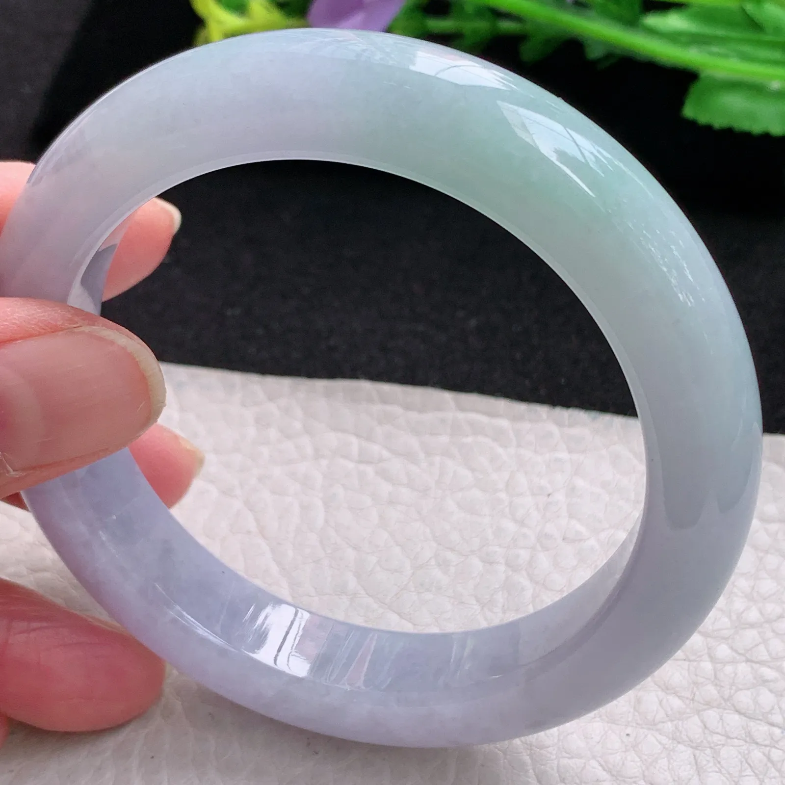 js自然光58*12.5*9.6平安镯 缅甸翡翠玉手镯春带彩梦幻宽边玉手环