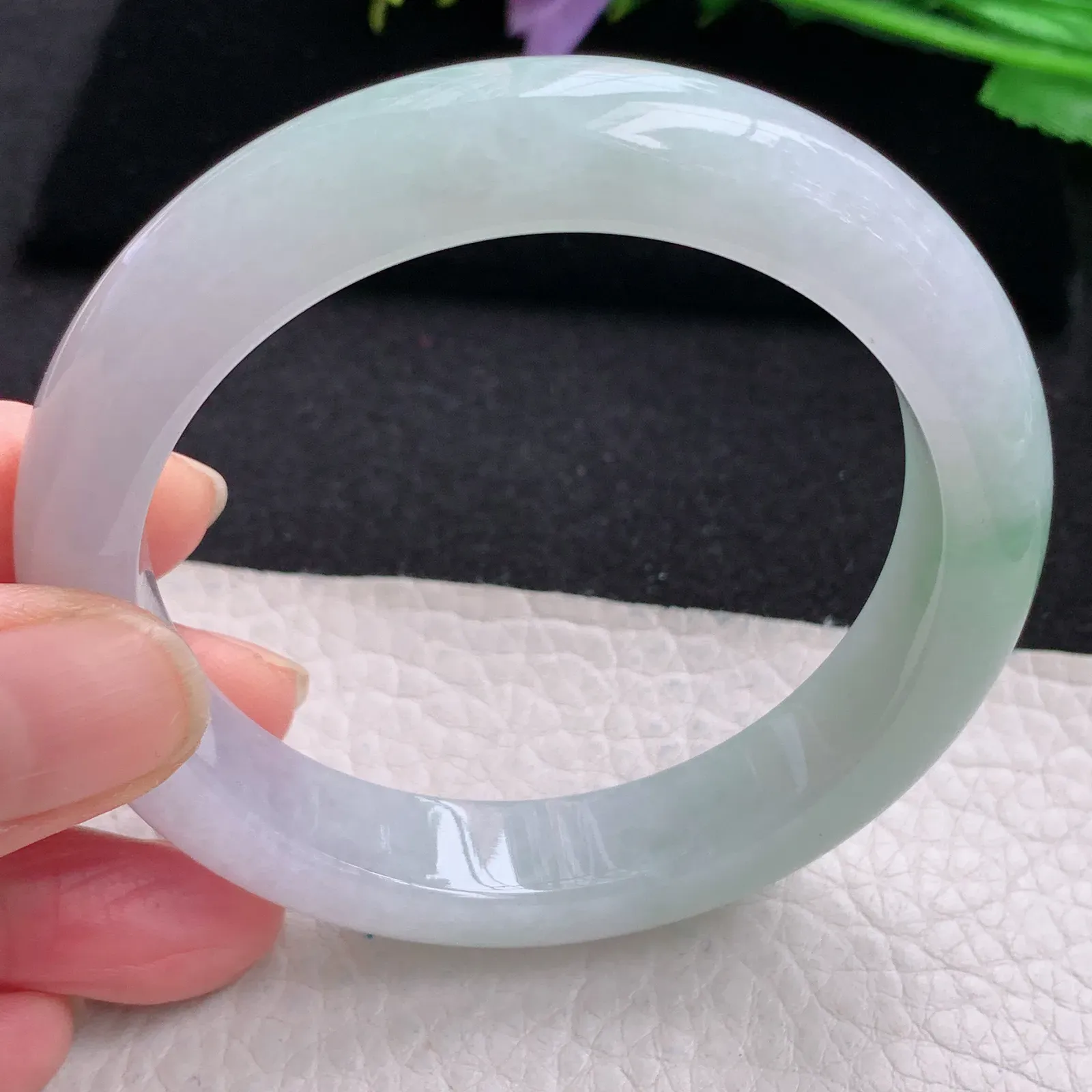 hy自然光56*12.2*9平安镯 缅甸翡翠玉手镯清新水灵宽边玉手环