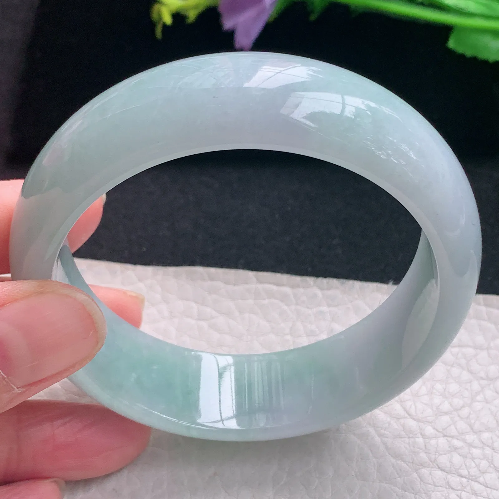 hy自然光59*18.8*7.8轮胎镯 缅甸翡翠玉手镯清新大气宽边玉手环