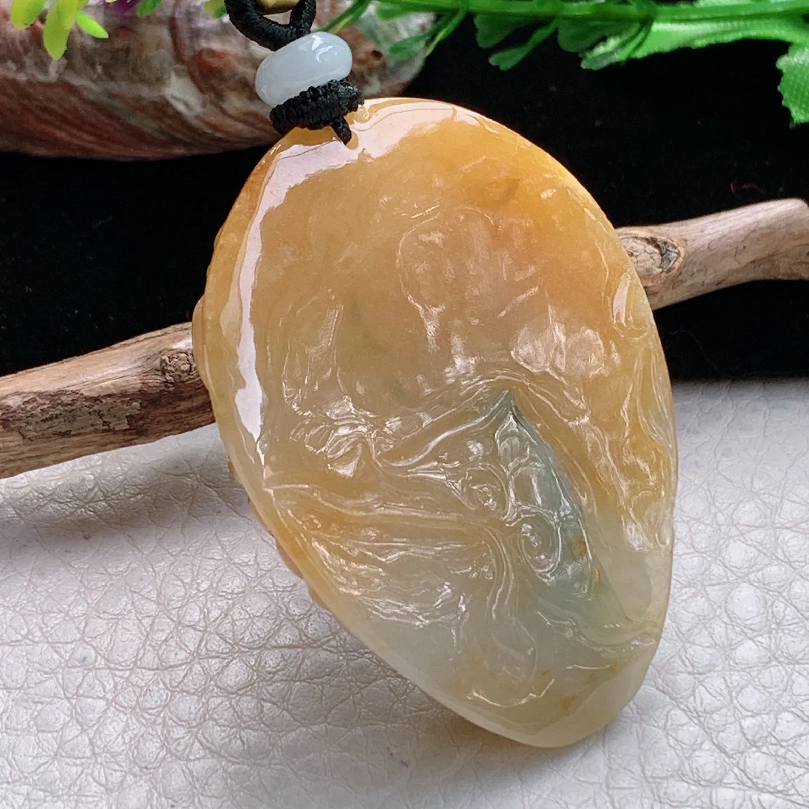 mut自然光51*37.3*14天然缅甸翡翠冰三彩万象更新玉吊坠 玉挂件