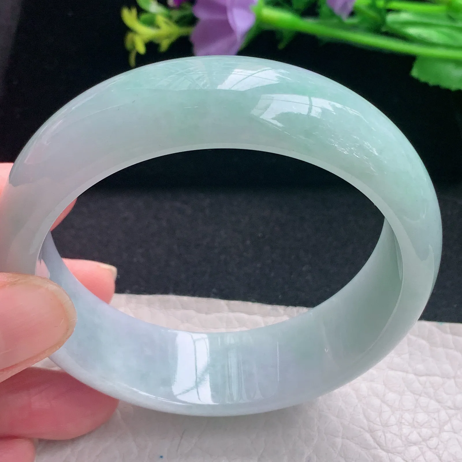 hy自然光59*18.8*7.8轮胎镯 缅甸翡翠玉手镯清新大气宽边玉手环