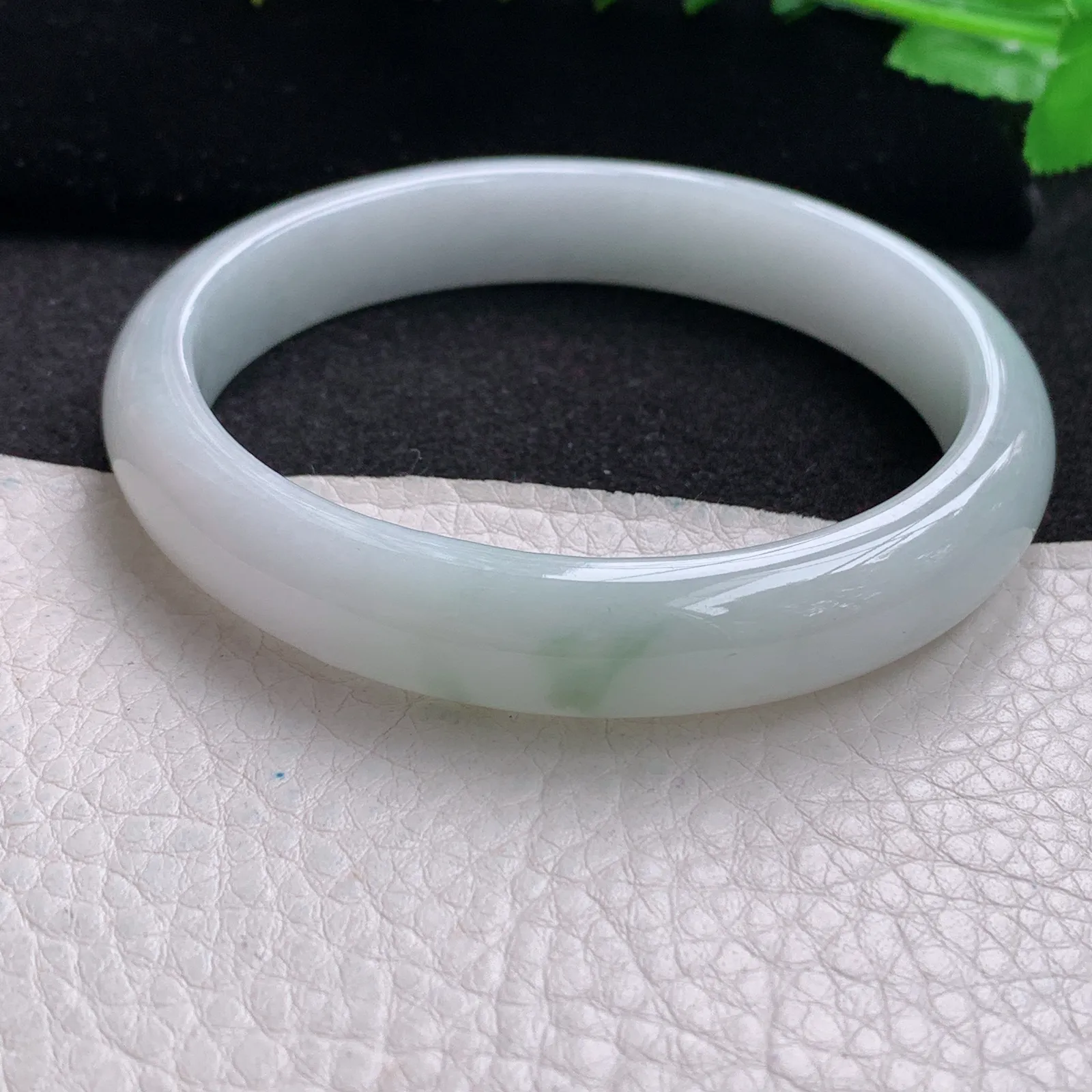 hy大圈口64*12*7.3平安镯 缅甸翡翠玉手镯飘花大气宽边玉手环