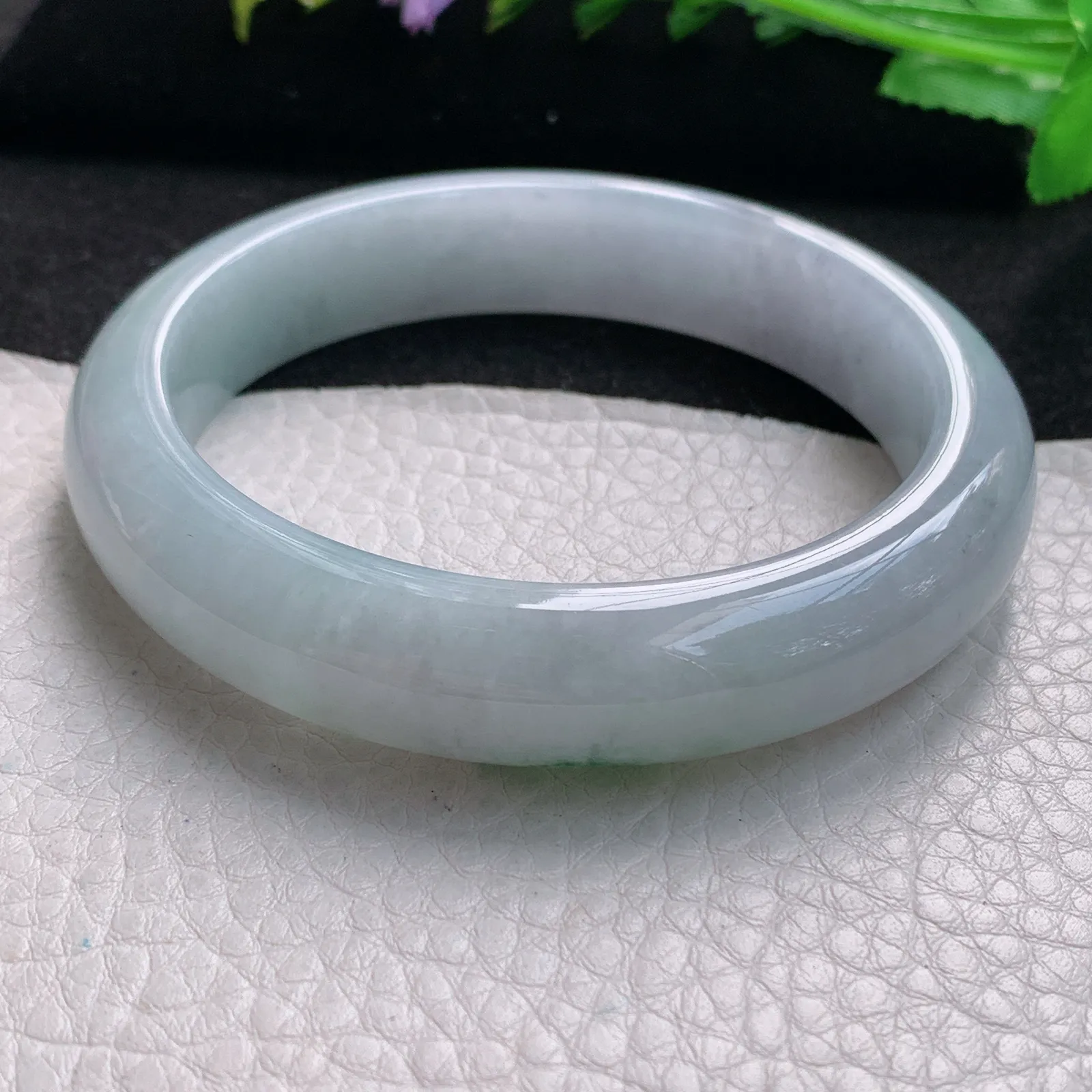 fl大圈口61mm平安镯 缅甸翡翠玉手镯飘花大气高雅宽边玉手环