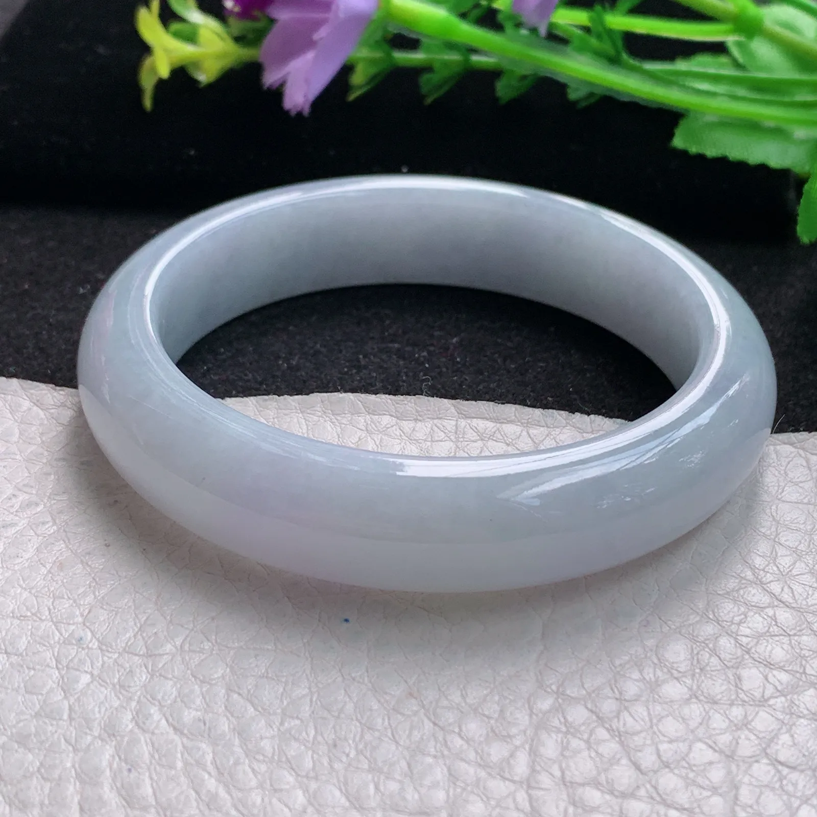 xx自然光57*13.2*8.5平安镯 缅甸翡翠玉手镯贵气淡紫玉手环 美人镯