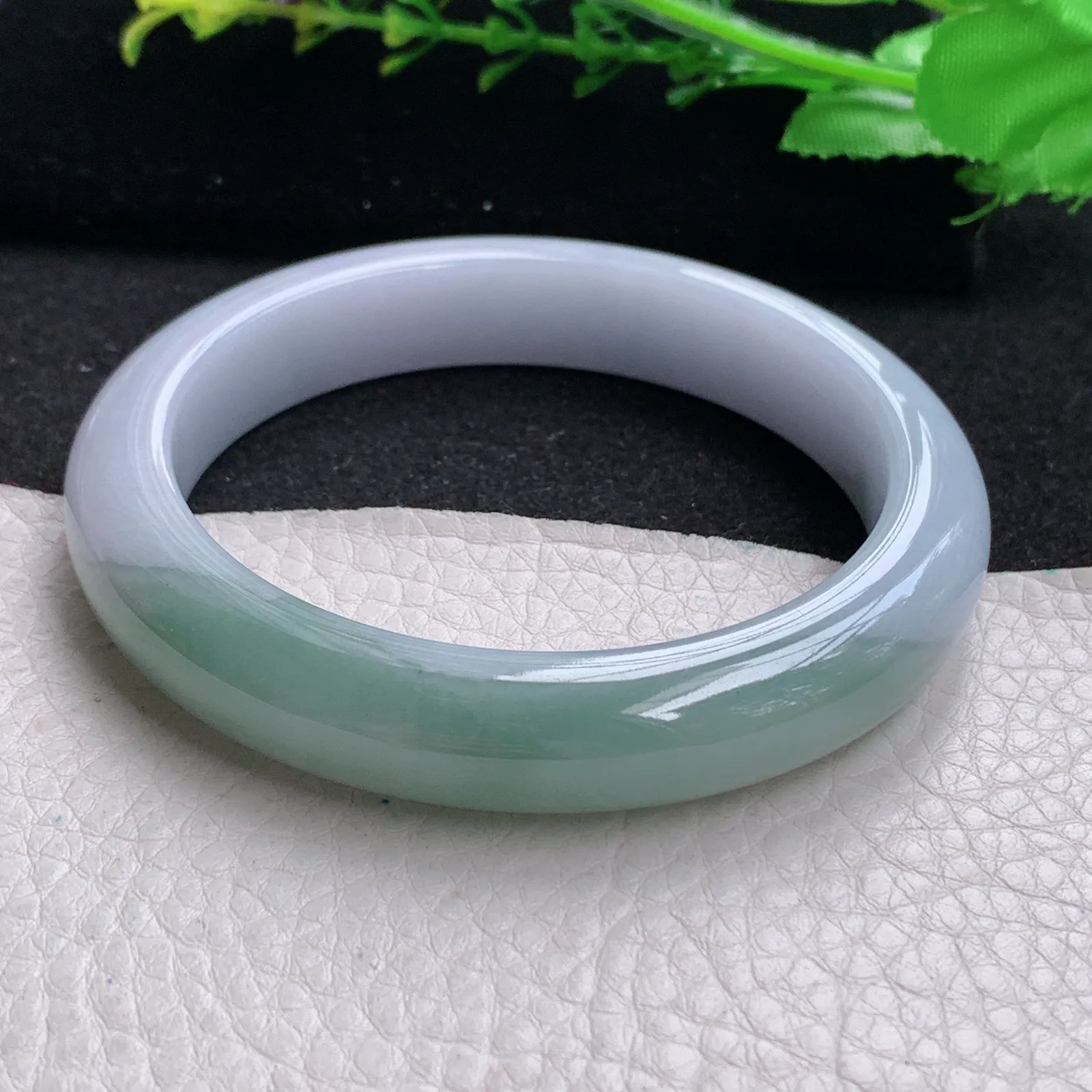 z自然光60*12*8.8招财镯 缅甸翡翠玉手镯半山水宽边玉手环 平安镯