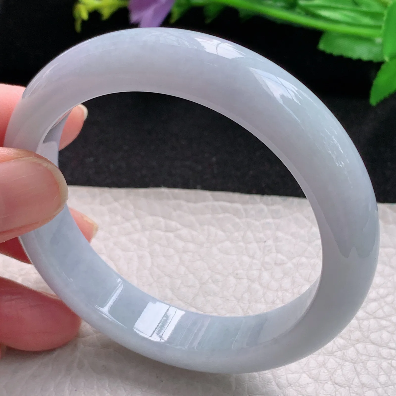 xx自然光57*13.2*8.5平安镯 缅甸翡翠玉手镯贵气淡紫玉手环 美人镯