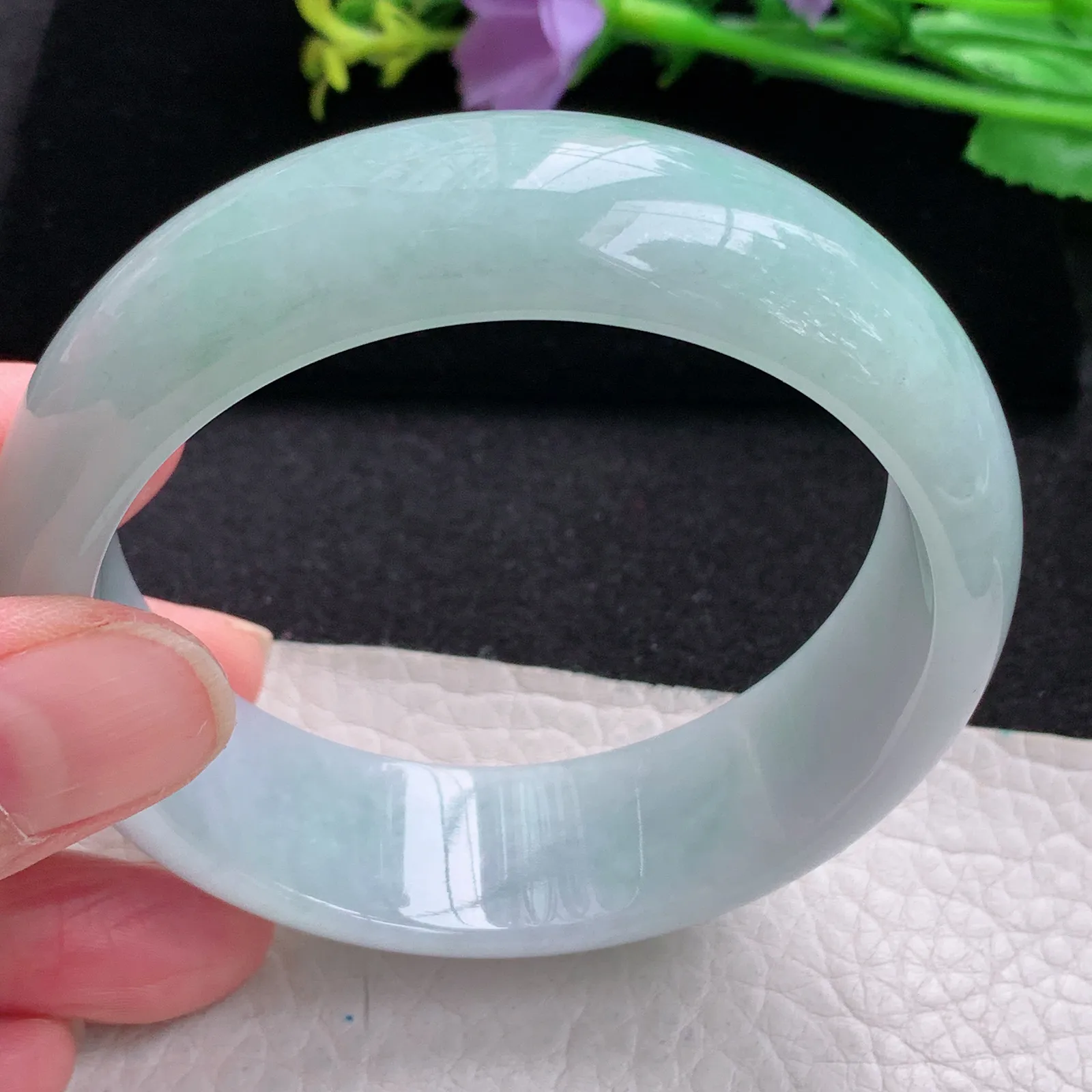 hy自然光59*18.8*7.8轮胎镯 缅甸翡翠玉手镯清新大气宽边玉手环