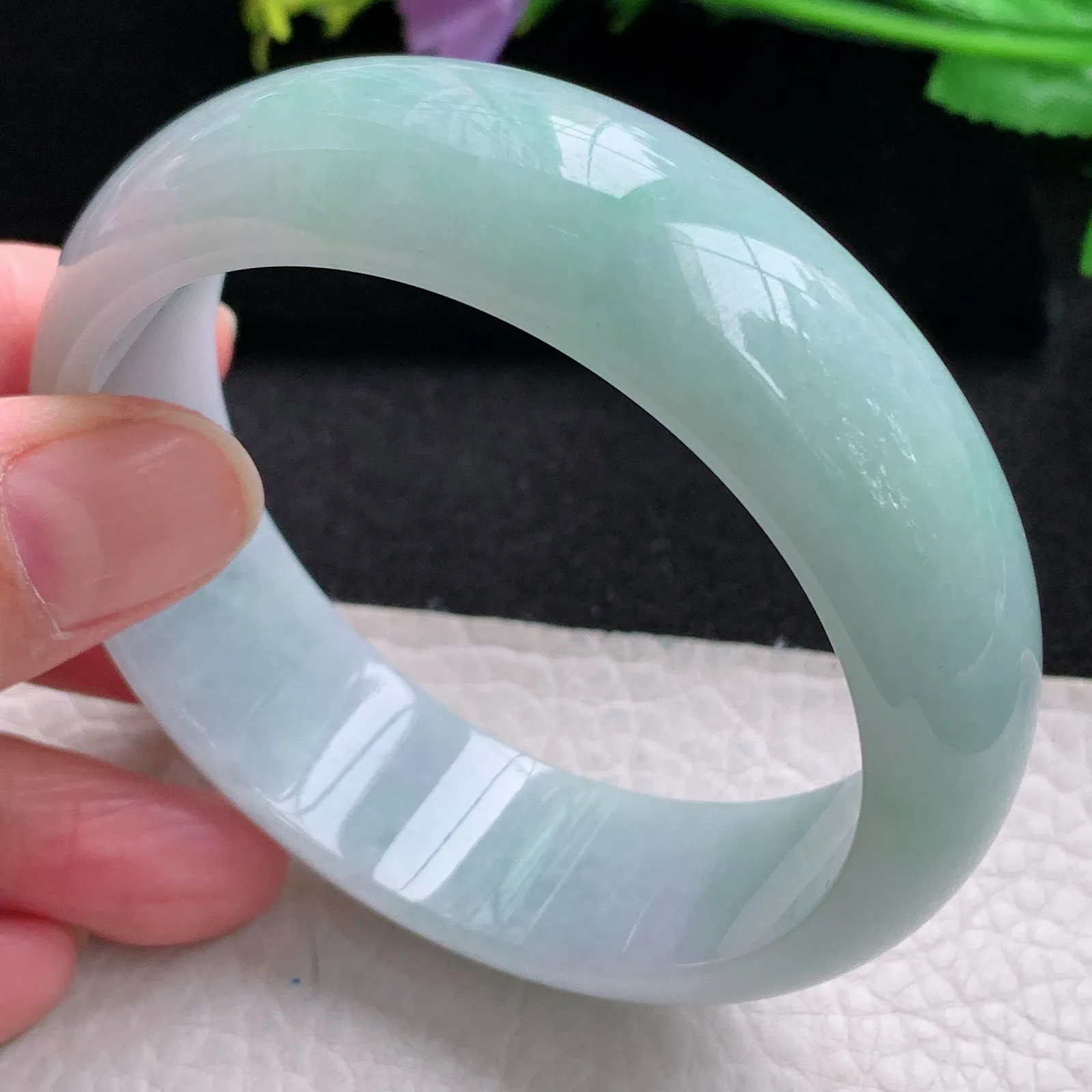 hy自然光59*18.8*7.8轮胎镯 缅甸翡翠玉手镯清新大气宽边玉手环