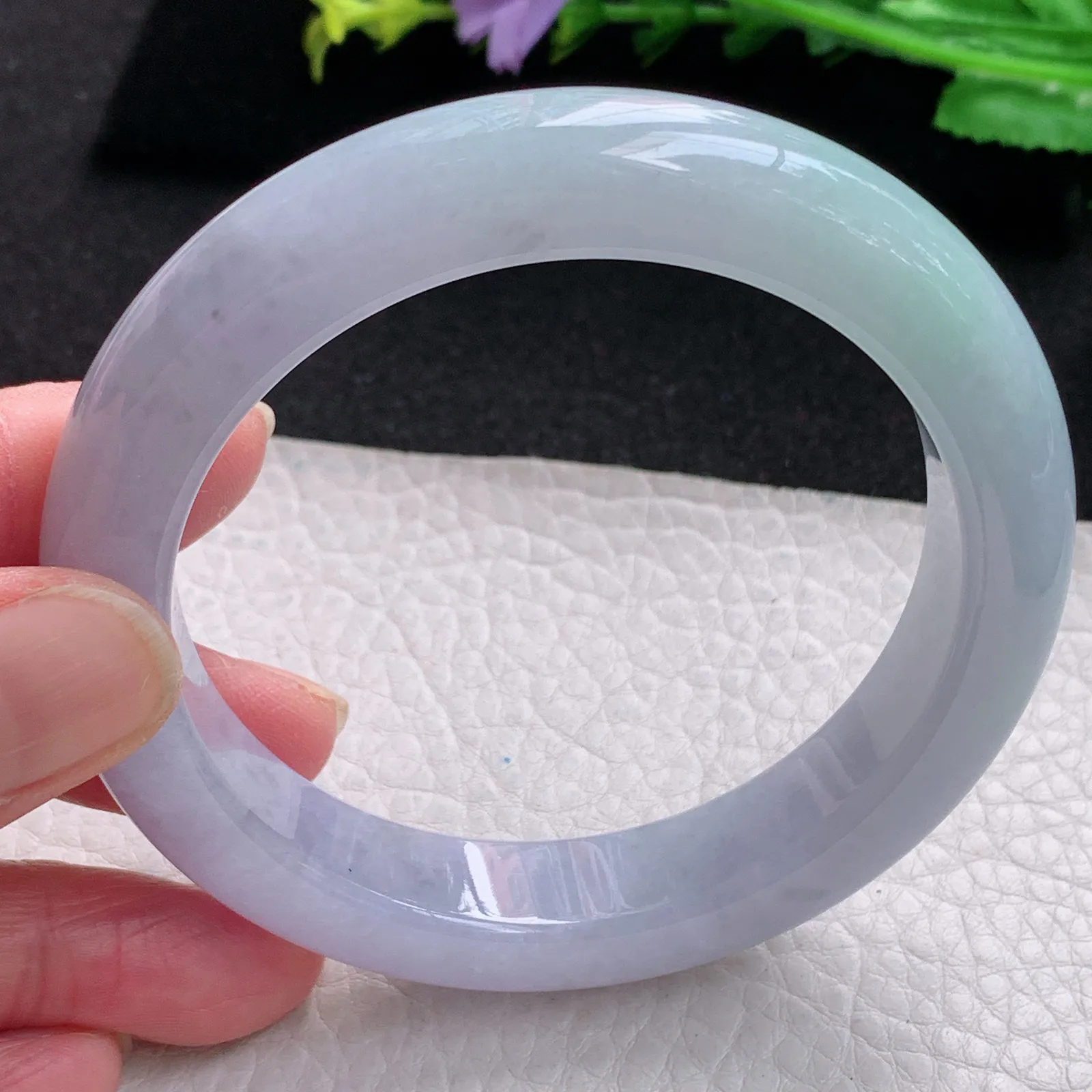 js自然光58*12.5*9.6平安镯 缅甸翡翠玉手镯春带彩梦幻宽边玉手环