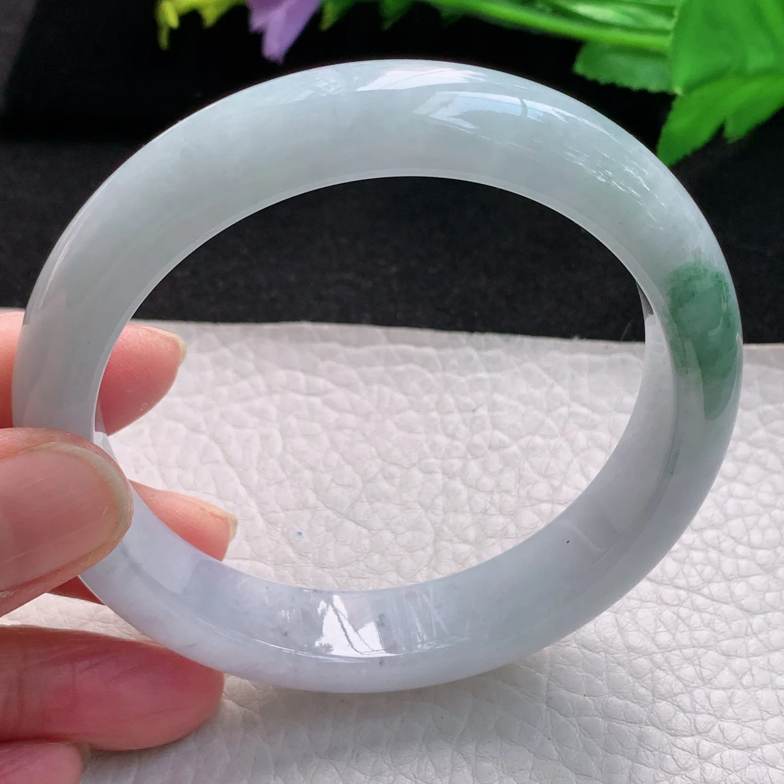 fl大圈口61mm平安镯 缅甸翡翠玉手镯飘花大气高雅宽边玉手环