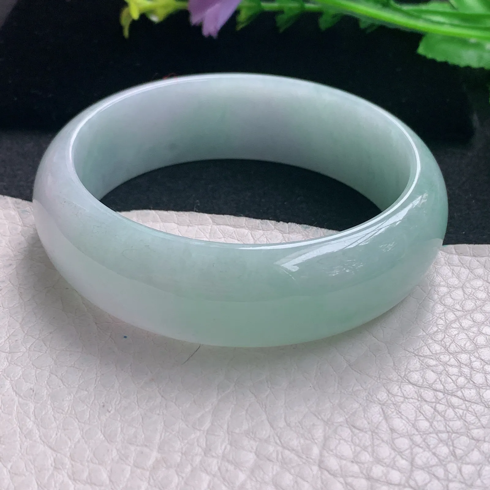 hy自然光59*18.8*7.8轮胎镯 缅甸翡翠玉手镯清新大气宽边玉手环