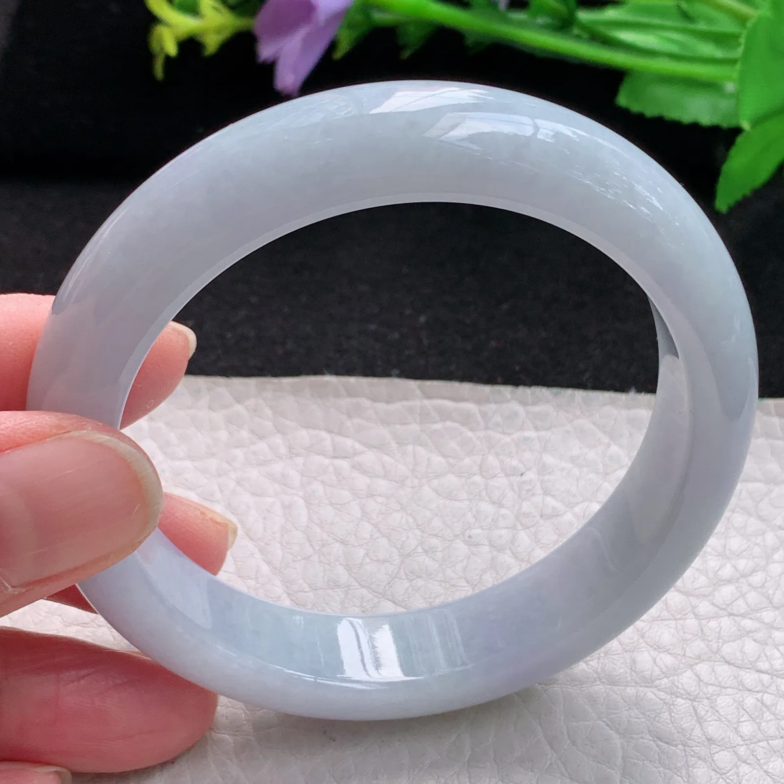 xx自然光57*13.2*8.5平安镯 缅甸翡翠玉手镯贵气淡紫玉手环 美人镯