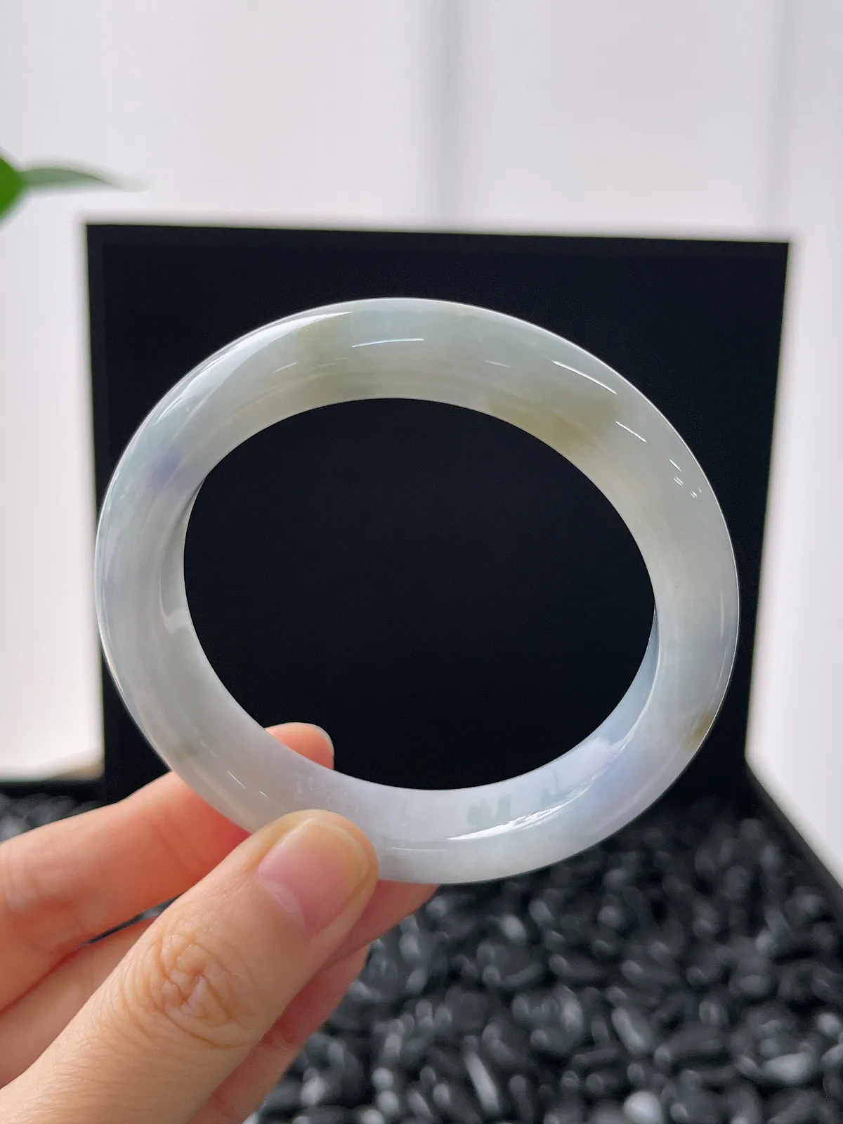 正圈53.8圈口，翡翠糯化种紫色手镯