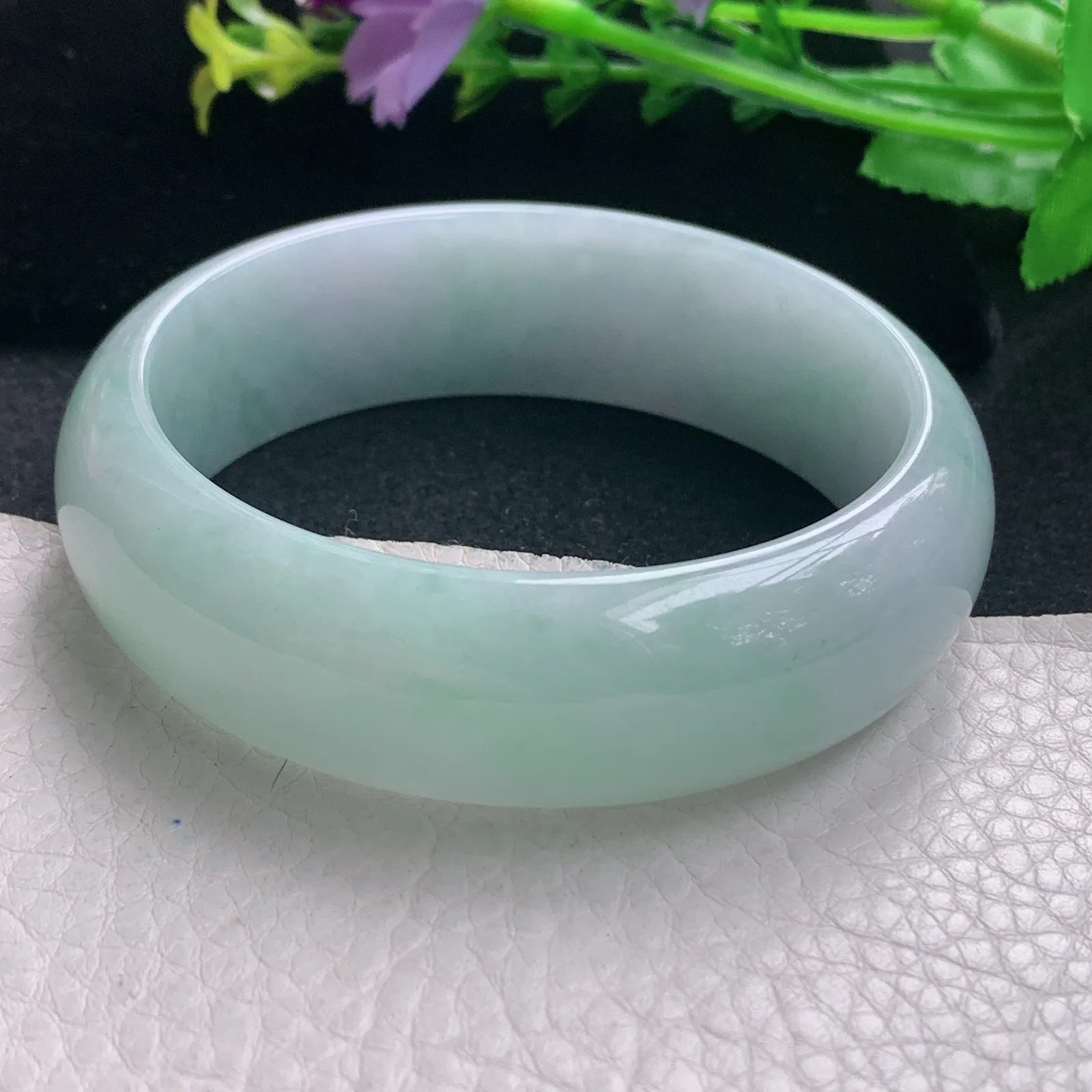 hy自然光59*18.8*7.8轮胎镯 缅甸翡翠玉手镯清新大气宽边玉手环