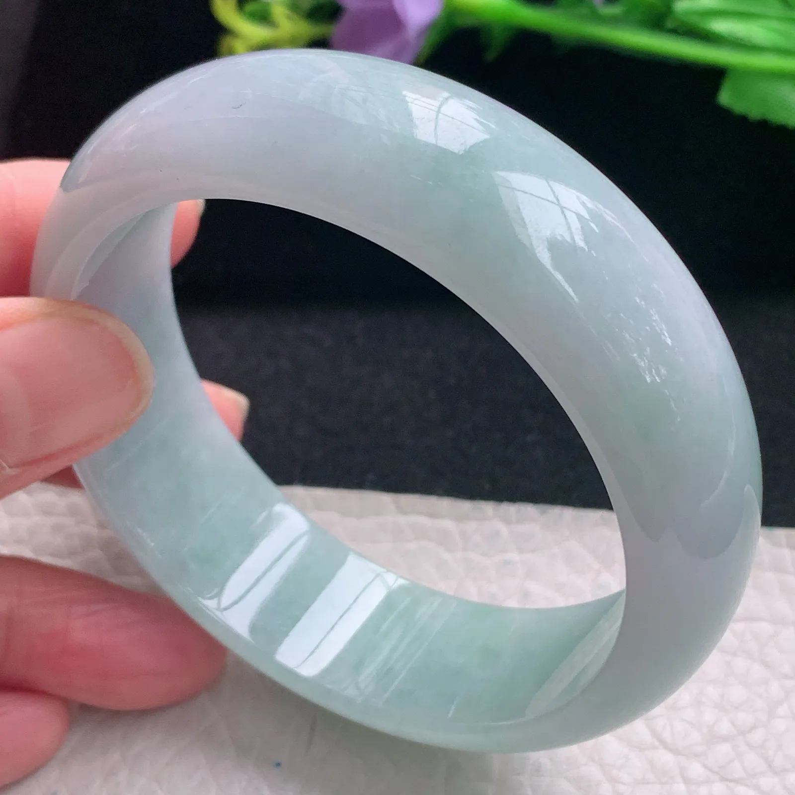 hy自然光59*18.8*7.8轮胎镯 缅甸翡翠玉手镯清新大气宽边玉手环