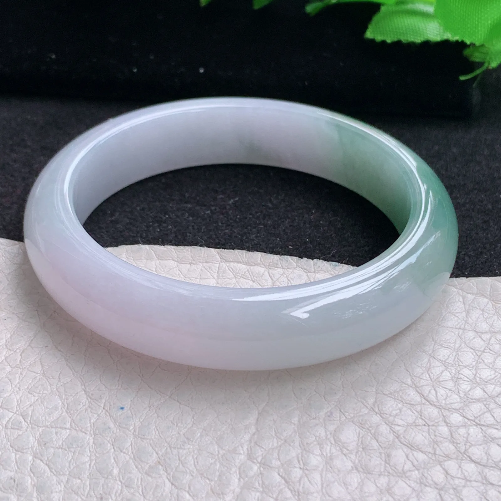 z小圈口51*11.8*7.5招财镯 缅甸翡翠玉手镯半山水水灵宽边玉手环