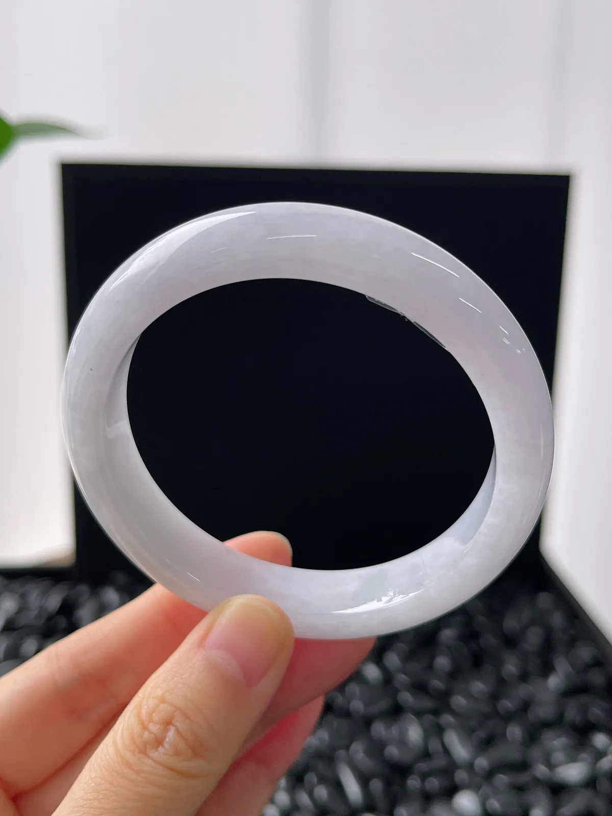 正圈55.9圈口，翡翠糯化种紫色手镯