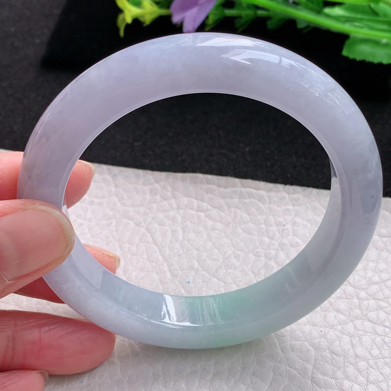 js自然光58*12.5*9.6平安镯 缅甸翡翠玉手镯春带彩梦幻宽边玉手环