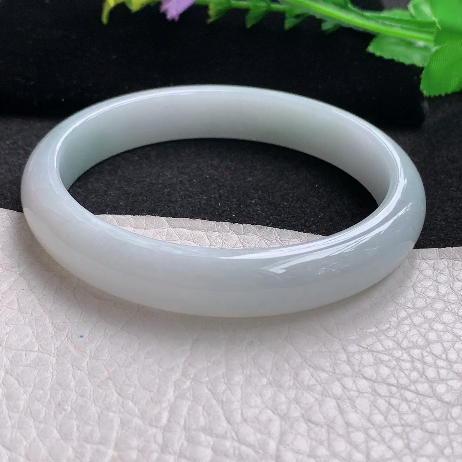 hy大圈口64*12*7.3平安镯 缅甸翡翠玉手镯飘花大气宽边玉手环