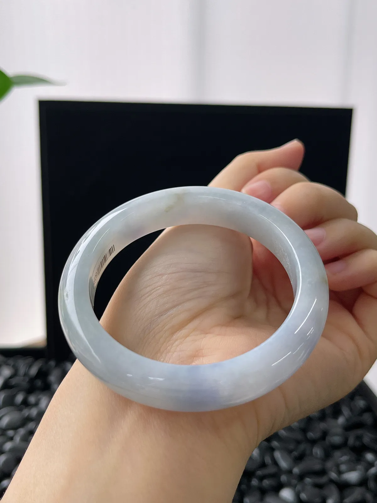 正圈53.8圈口，翡翠糯化种紫色手镯