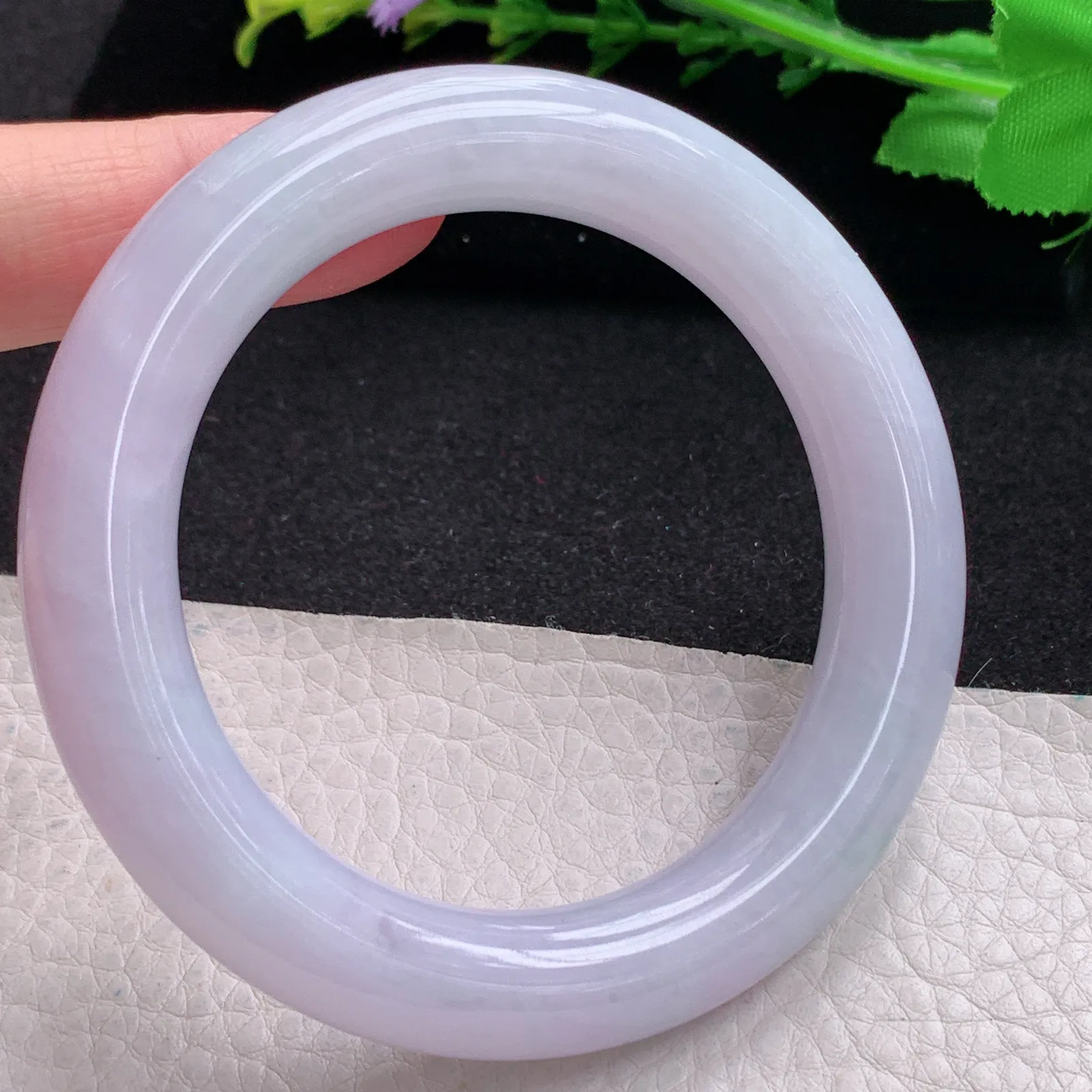 z自然光56*11.8*11.2美人镯 缅甸翡翠紫罗兰高雅圆条玉手环 平安镯