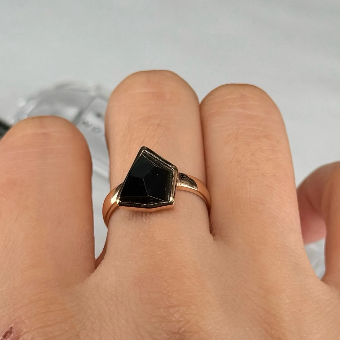 精品18k墨翠随形女戒 重金豪镶 打灯通透 尺寸12.5