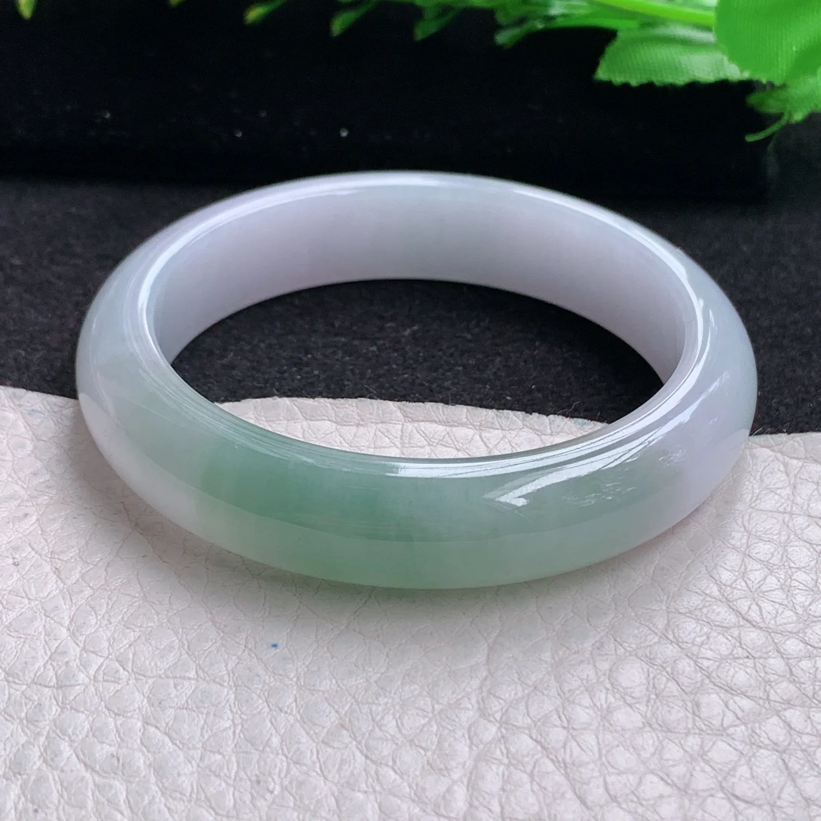 z小圈口51*11.8*7.5招财镯 缅甸翡翠玉手镯半山水水灵宽边玉手环