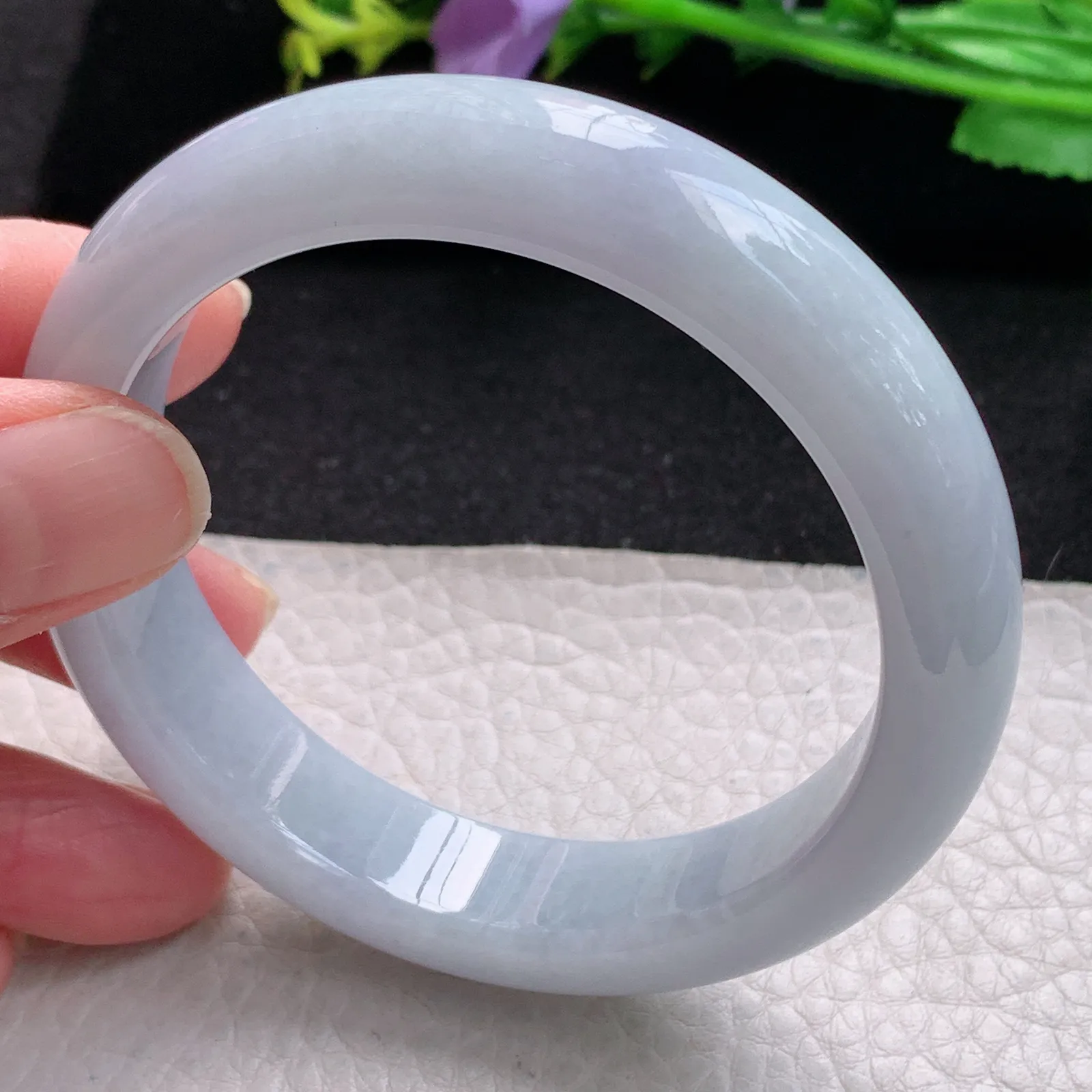 xx自然光57*13.2*8.5平安镯 缅甸翡翠玉手镯贵气淡紫玉手环 美人镯