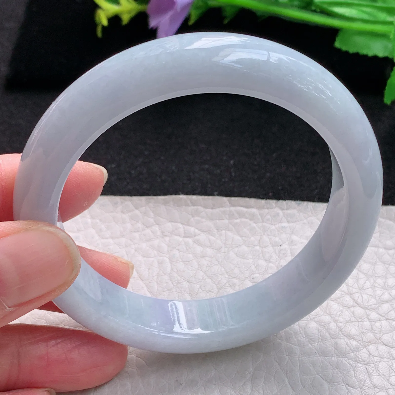 xx自然光57*13.2*8.5平安镯 缅甸翡翠玉手镯贵气淡紫玉手环 美人镯