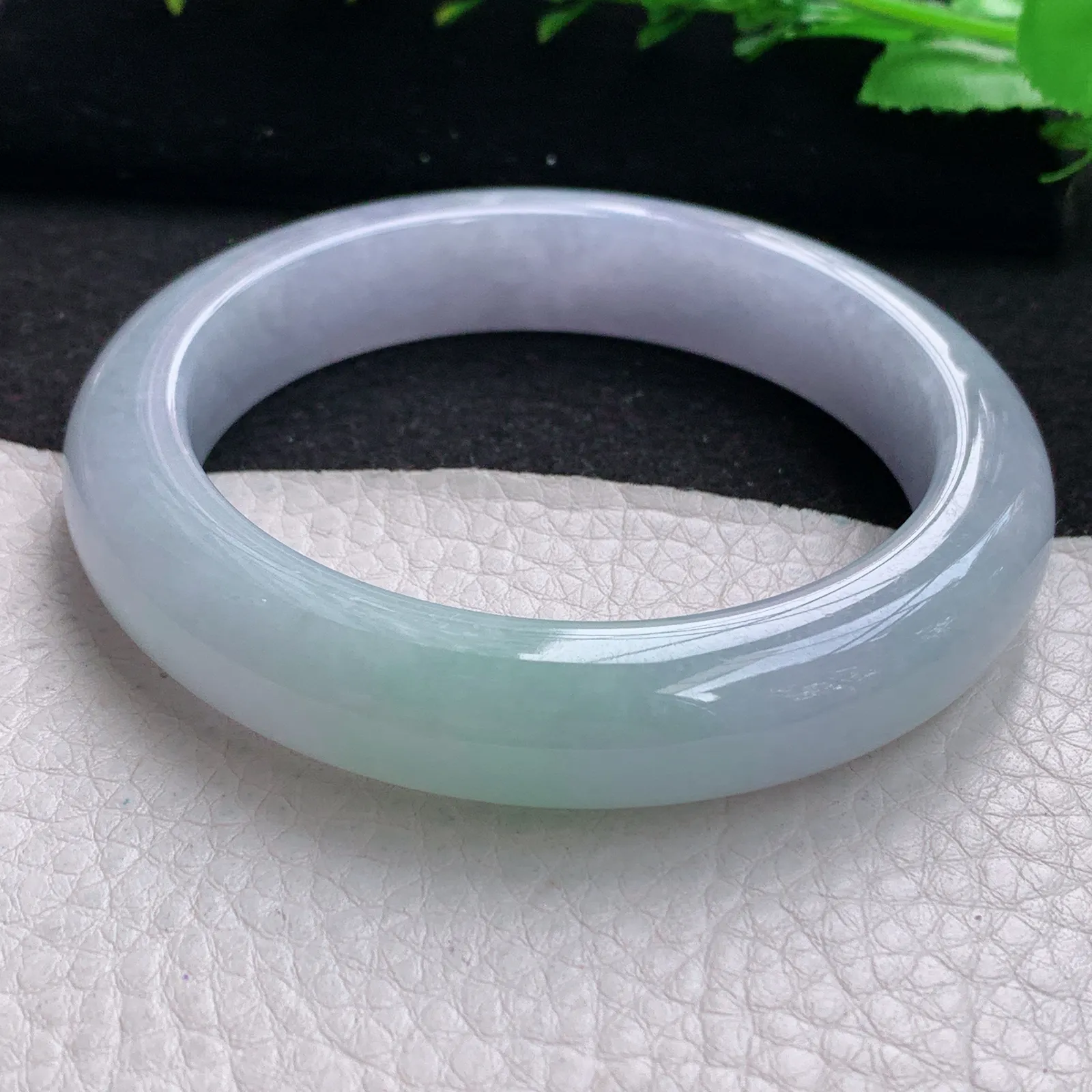 js自然光58*12.5*9.6平安镯 缅甸翡翠玉手镯春带彩梦幻宽边玉手环