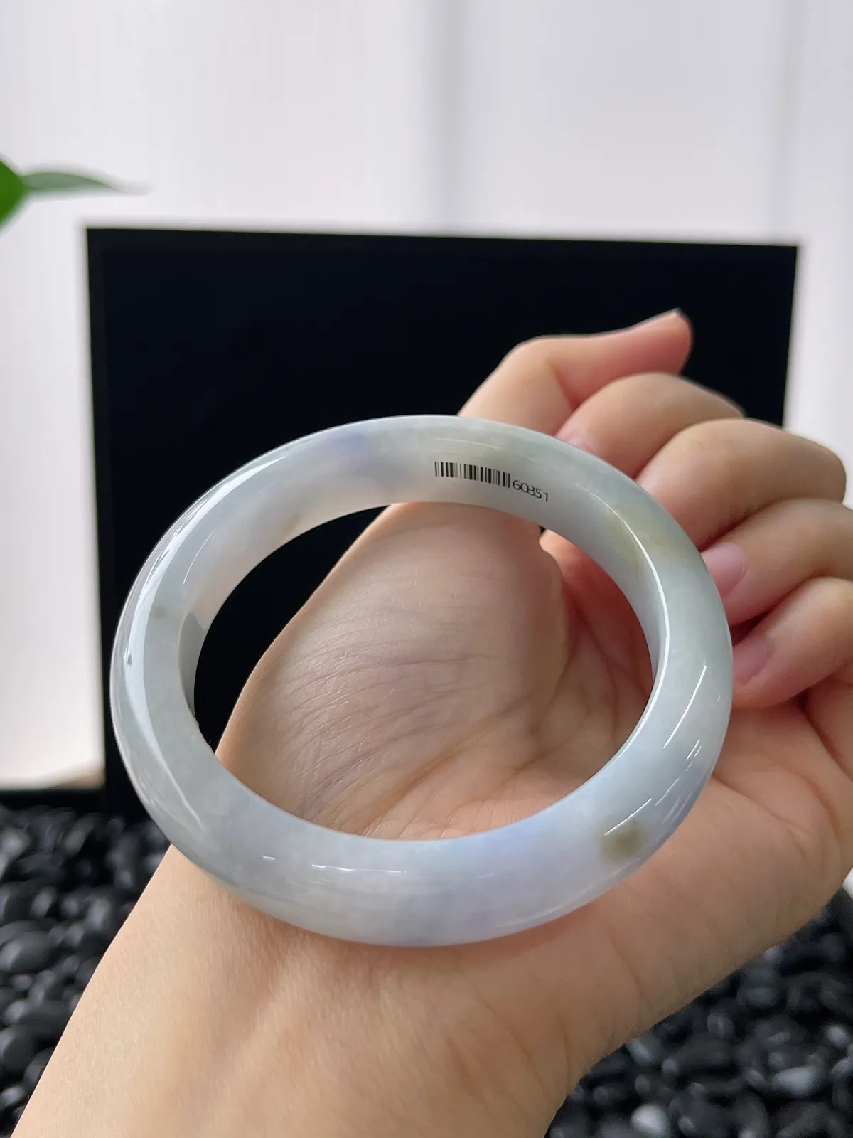 正圈53.8圈口，翡翠糯化种紫色手镯