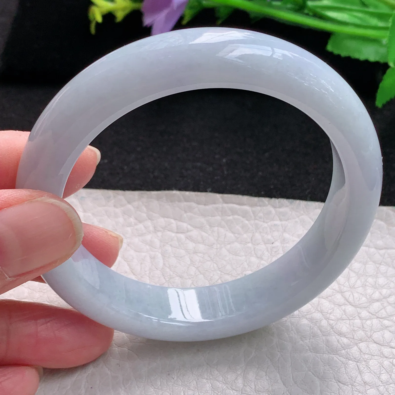 xx自然光57*13.2*8.5平安镯 缅甸翡翠玉手镯贵气淡紫玉手环 美人镯