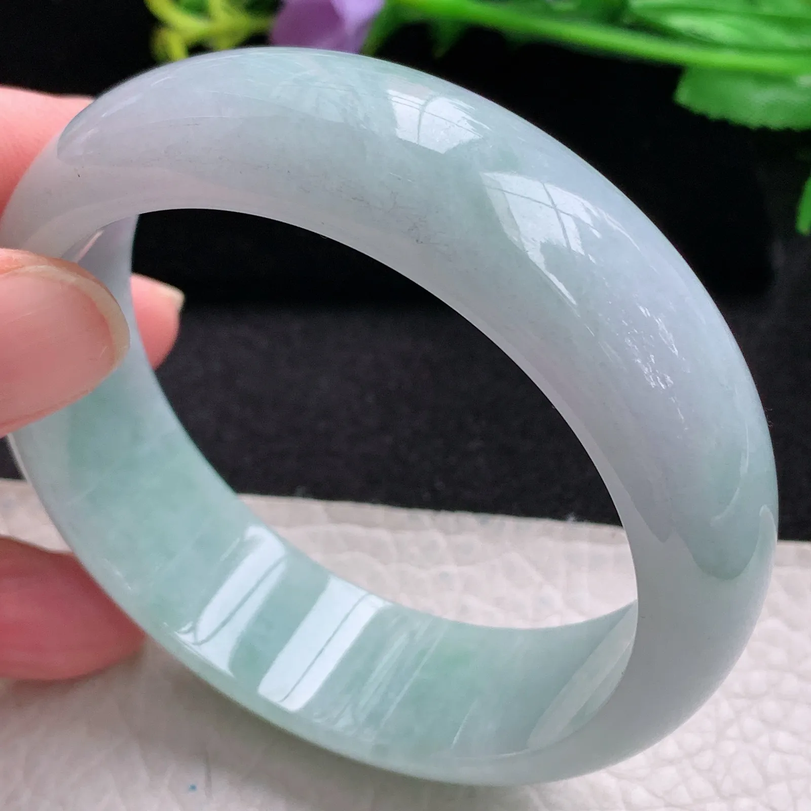 hy自然光59*18.8*7.8轮胎镯 缅甸翡翠玉手镯清新大气宽边玉手环