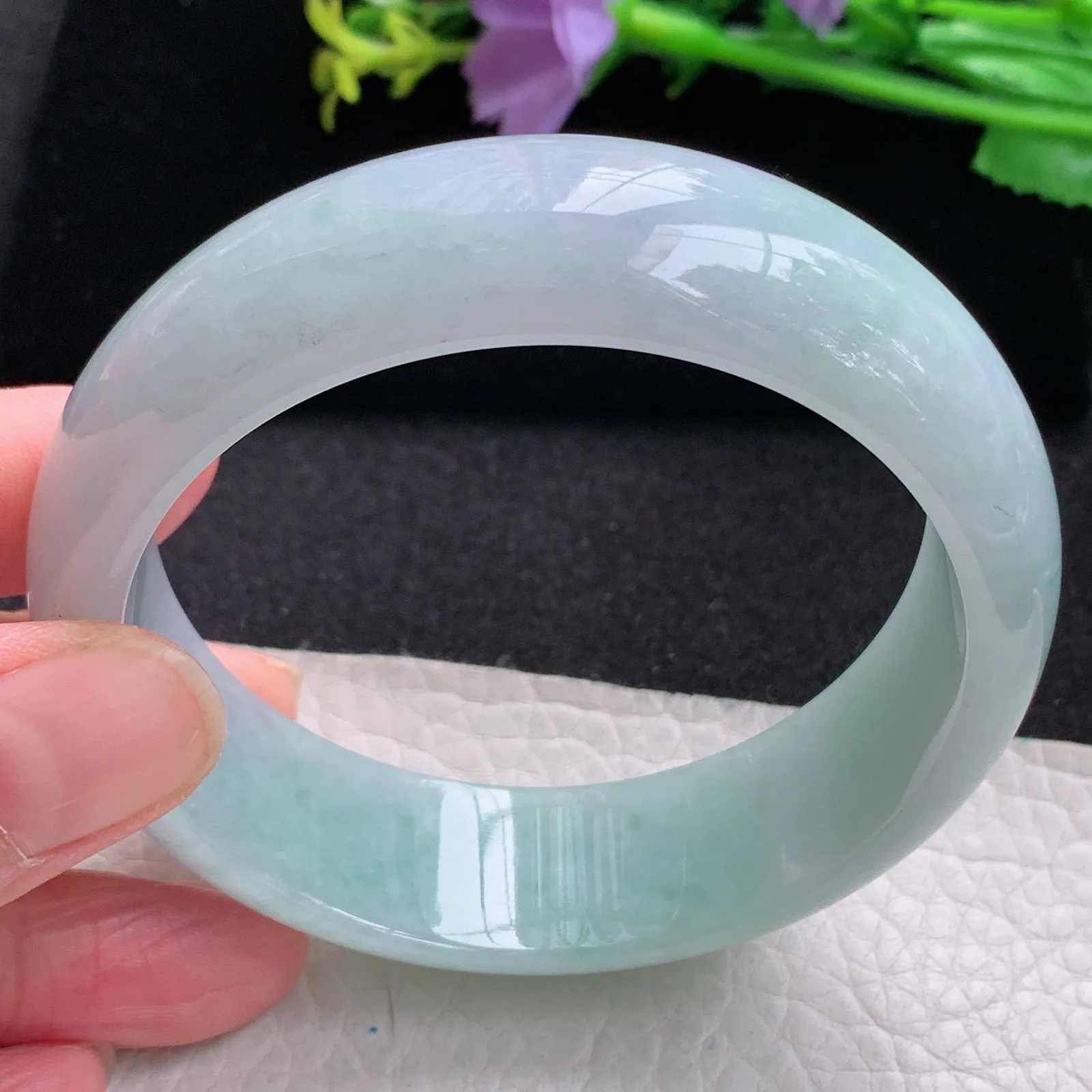 hy自然光59*18.8*7.8轮胎镯 缅甸翡翠玉手镯清新大气宽边玉手环