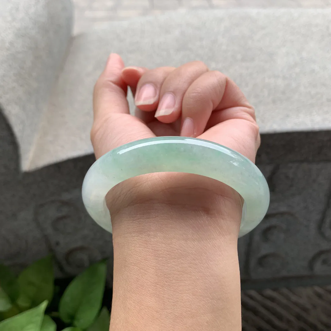 圈口 56.6-12.4-9.1【冰晴绿正圈手镯】正圈56 57可戴